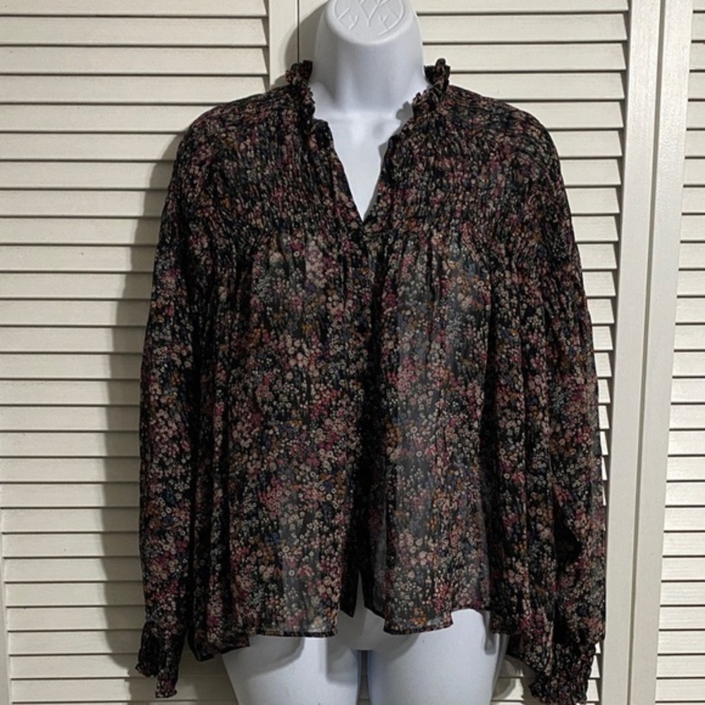 Zara Black Floral Blouse